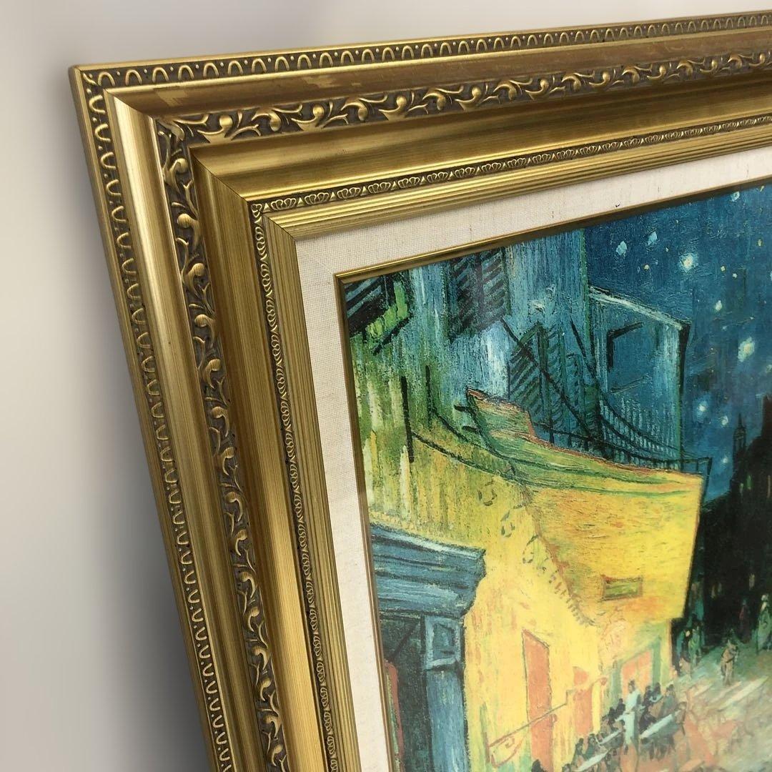 毎日、値下げ￼ゴッホ手書き模写￼星月夜のカフェ 油彩画