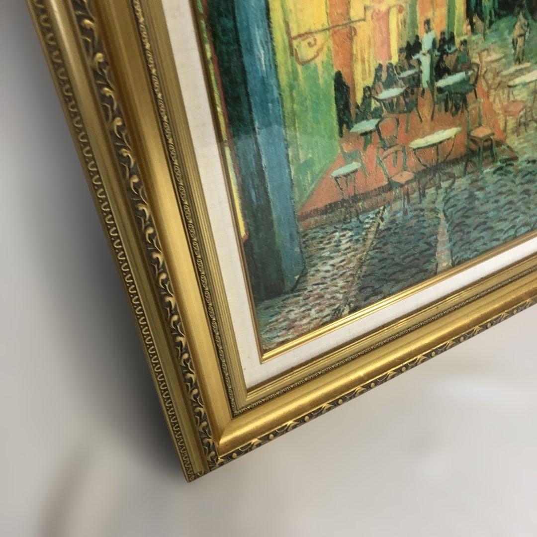 毎日、値下げ￼ゴッホ手書き模写￼星月夜のカフェ 油彩画