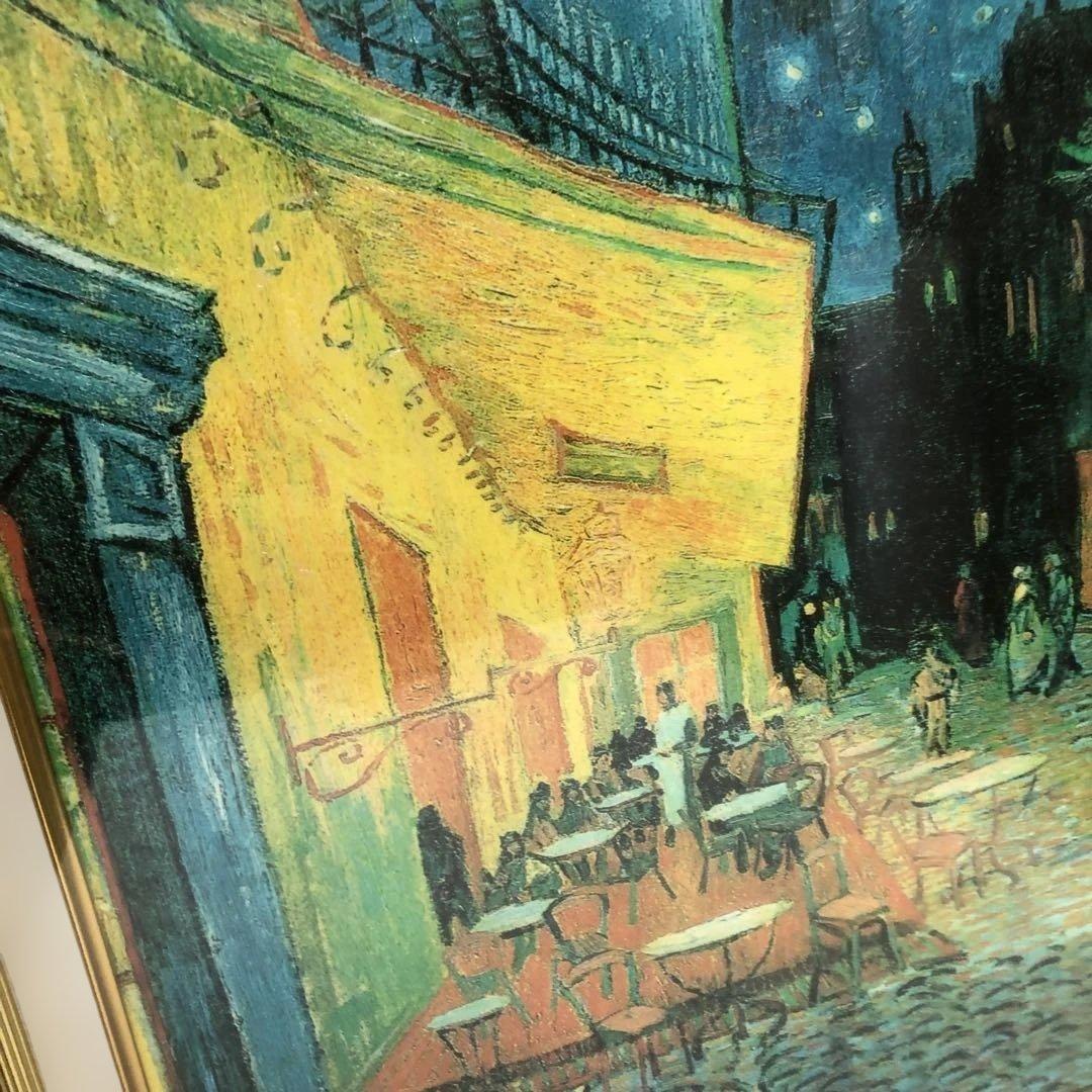 毎日、値下げ￼ゴッホ手書き模写￼星月夜のカフェ 油彩画