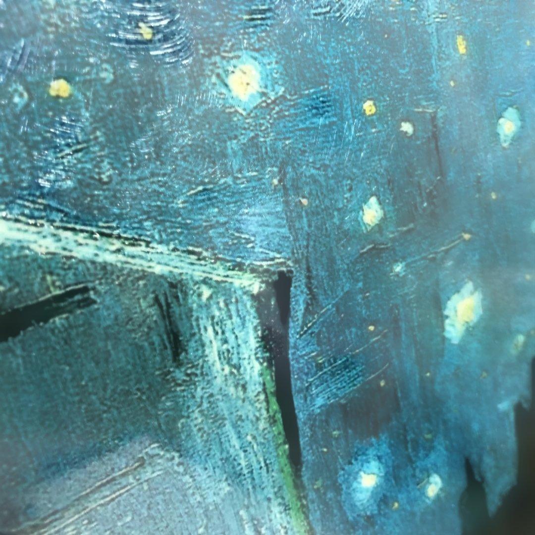 毎日、値下げ￼ゴッホ手書き模写￼星月夜のカフェ 油彩画