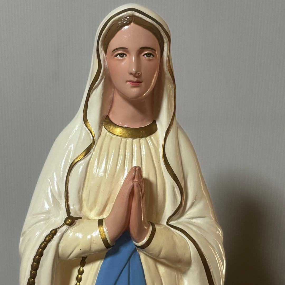 【未使用】マリア像　高さ５2cm 彫刻　ルルドの聖母像　置物　キリスト教