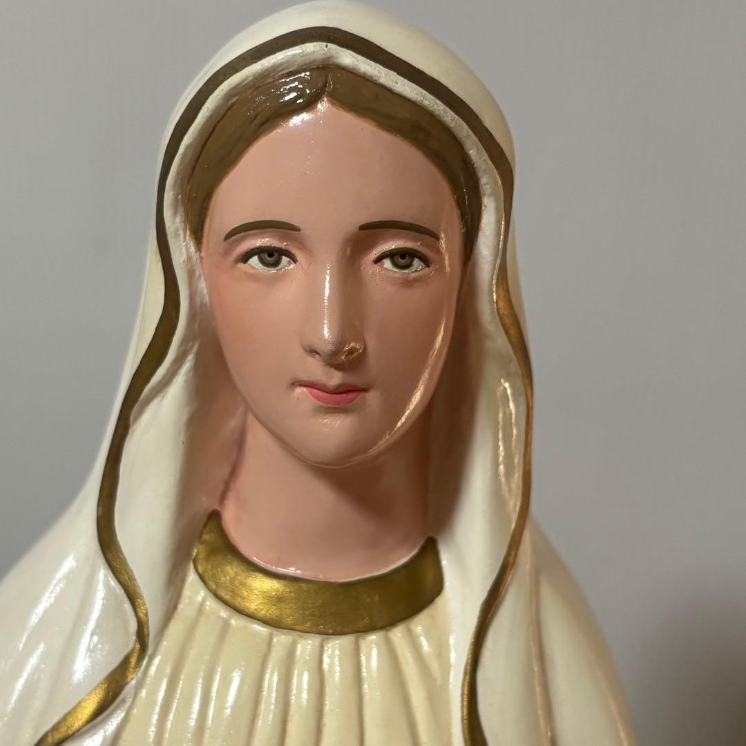 【未使用】マリア像　高さ５2cm 彫刻　ルルドの聖母像　置物　キリスト教