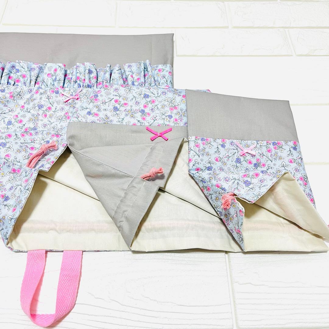 入園入学　5点セット　グレー✖️苺ブルー