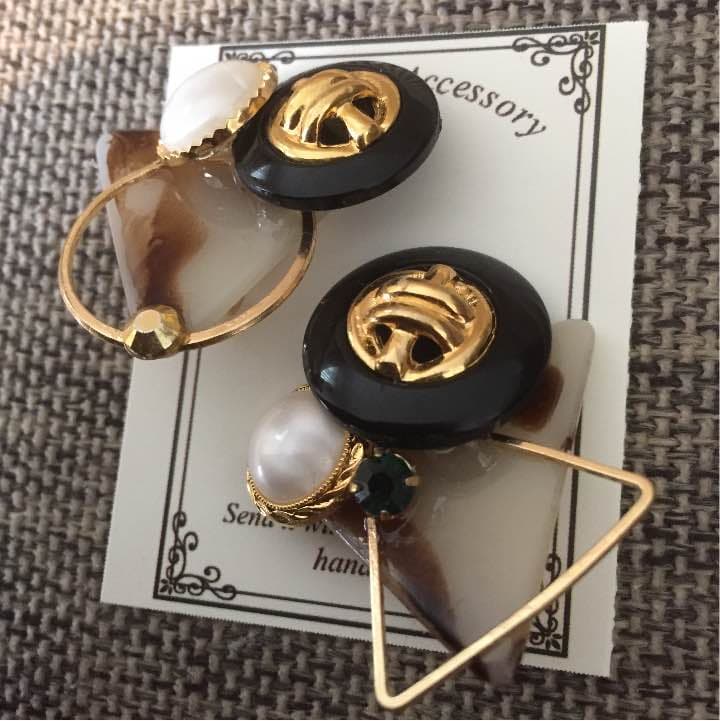 ハンドメイド*べっ甲 大ぶり クリップ イヤリング