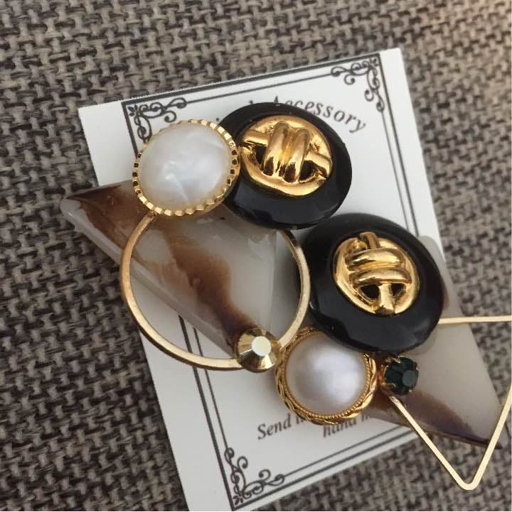 ハンドメイド*べっ甲 大ぶり クリップ イヤリング