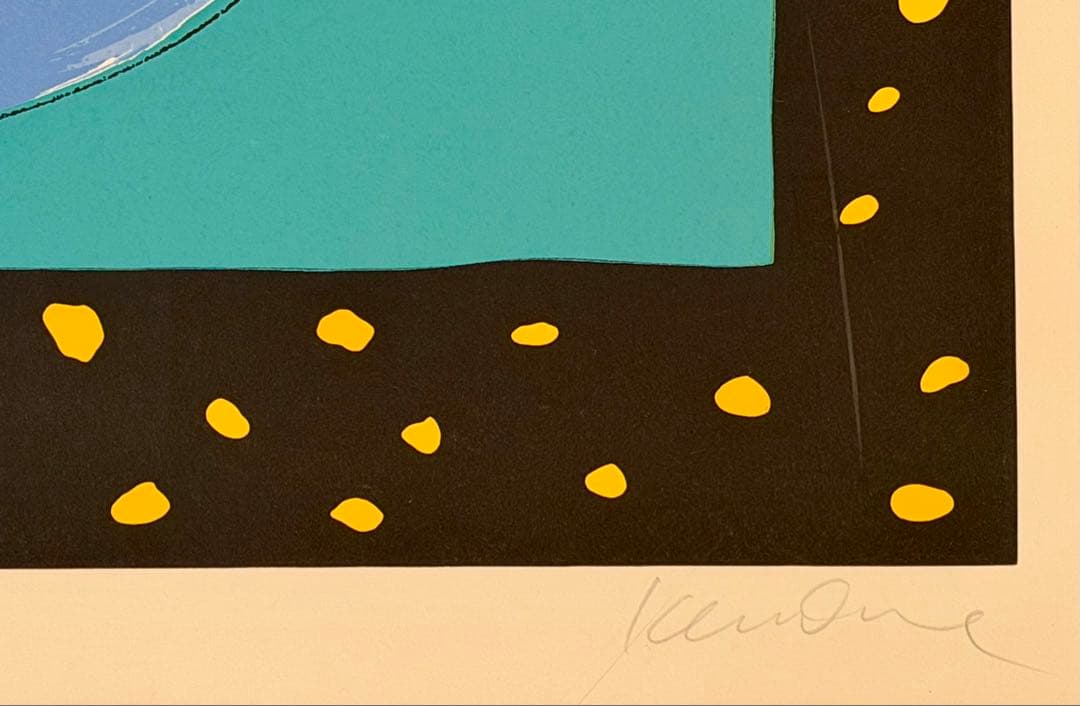 ケンドーン「青い花瓶の蘭」pop art 額装 静物画 花 版画 #249