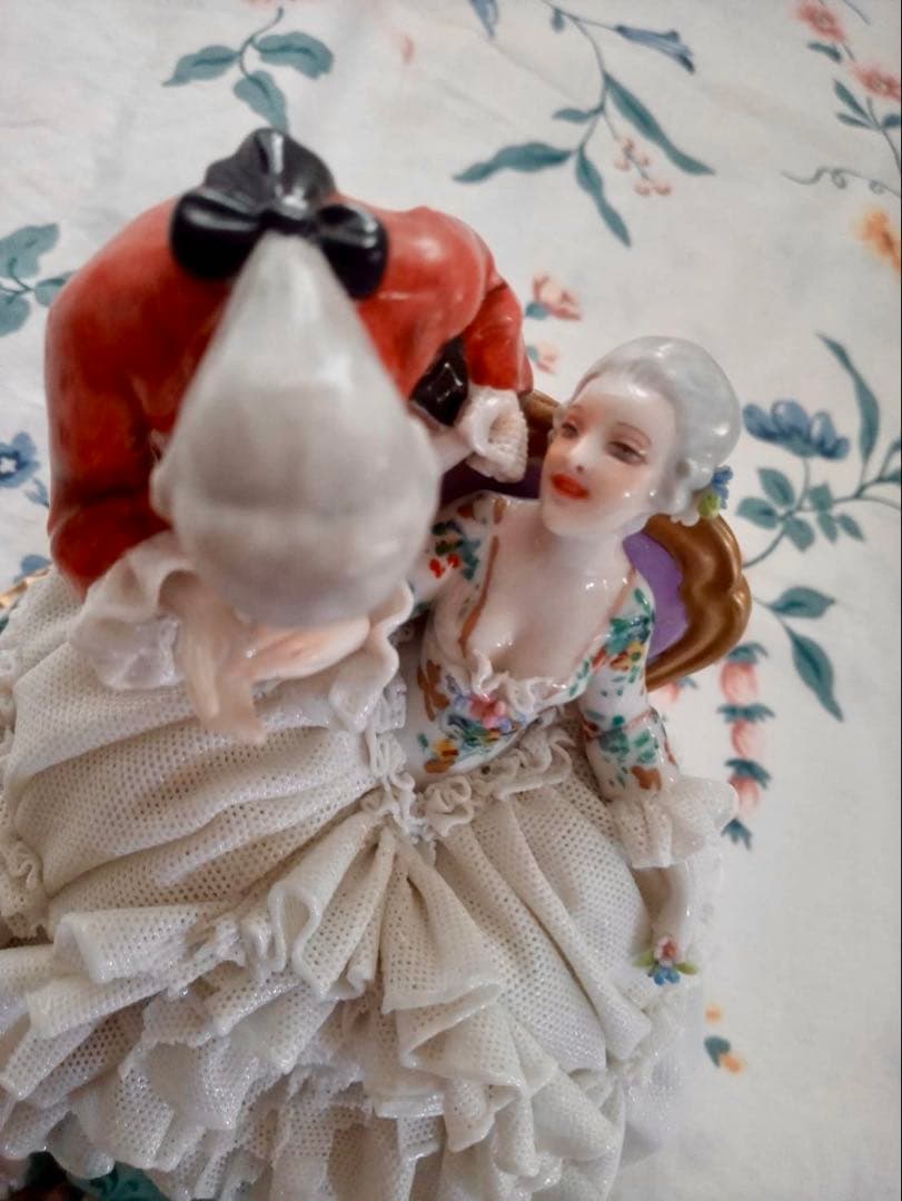 イタリア　フィギュリン　レース人形　ルイージファブリス　陶器　人形　男女