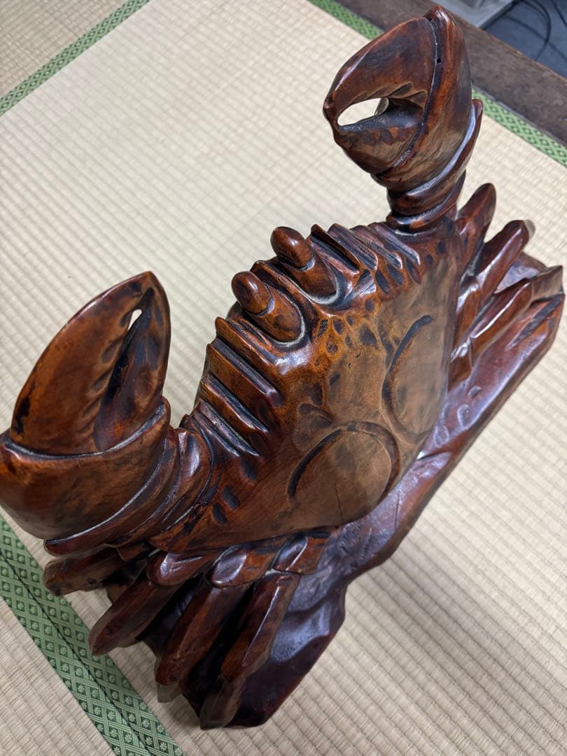 【貴重品】特大木製カニの彫刻 約40cm x 30cm×25cm