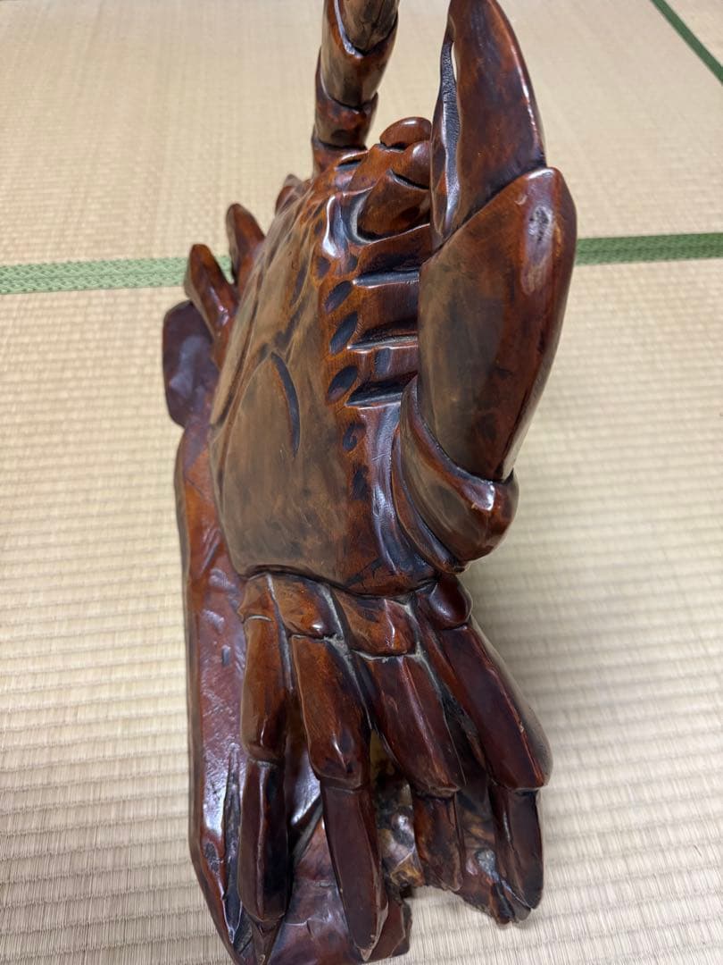 【貴重品】特大木製カニの彫刻 約40cm x 30cm×25cm