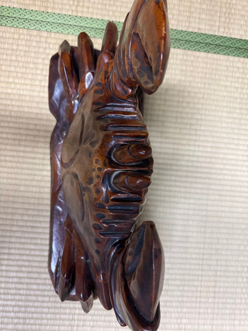 【貴重品】特大木製カニの彫刻 約40cm x 30cm×25cm