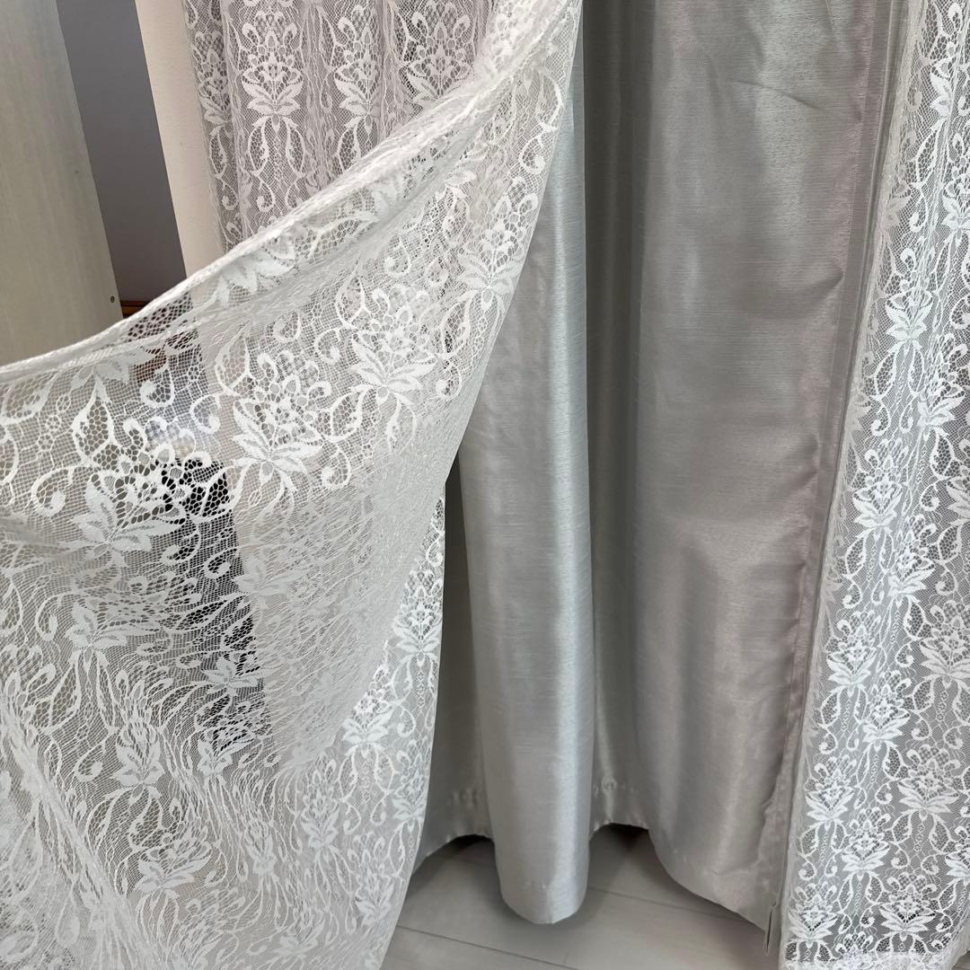 Francfranc カーテン 2枚 遮光2級 遮熱 ホワイト グレー 美品