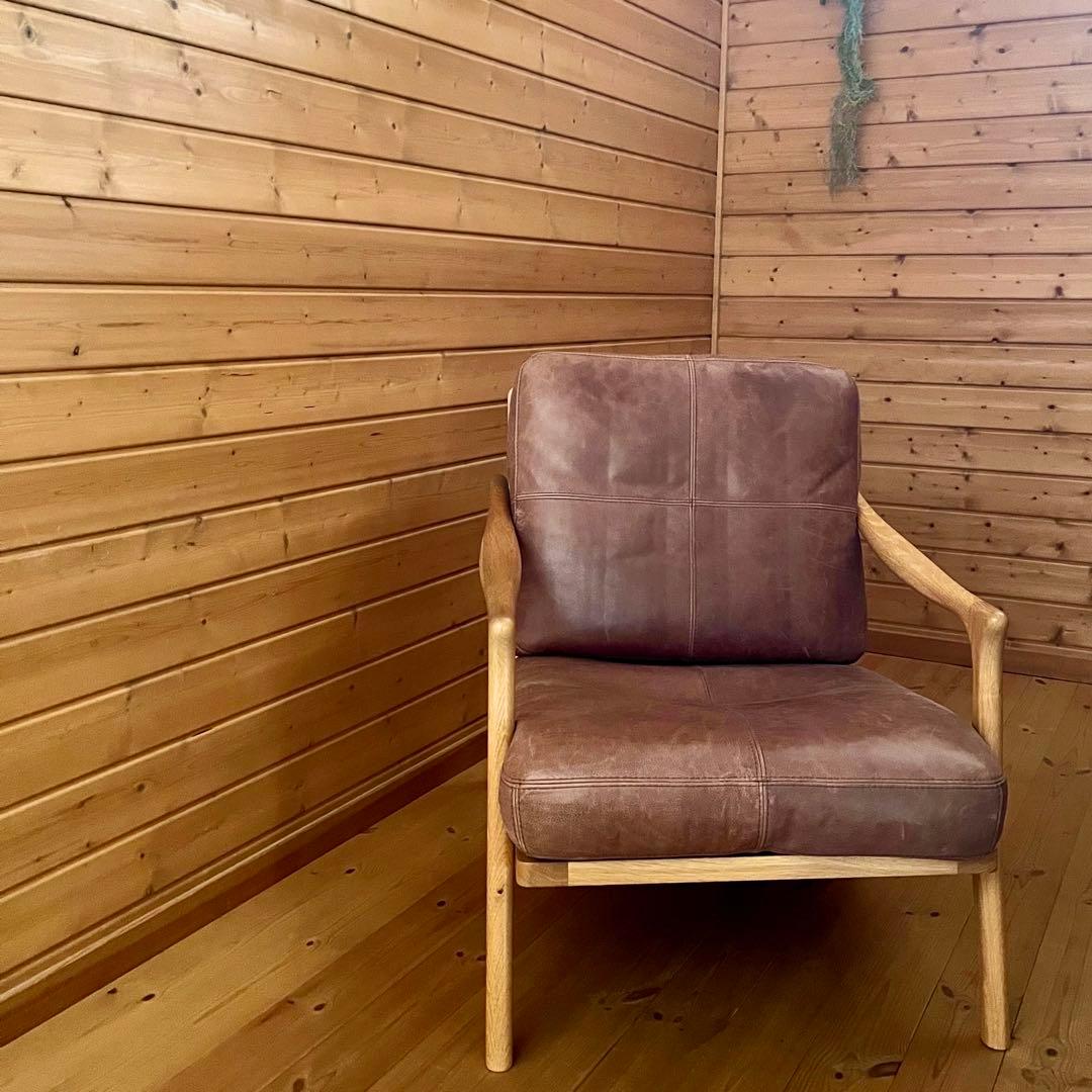 最終値下げ　1人掛けソファ オーデンセ オーク　本革　イエノワ　ienowa