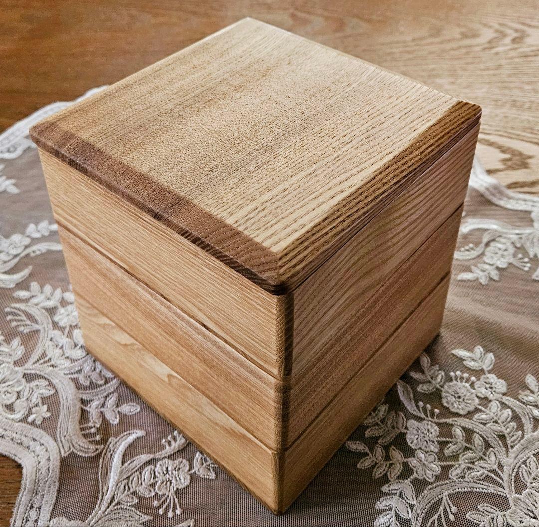 木製 タモ 三段重箱  新品