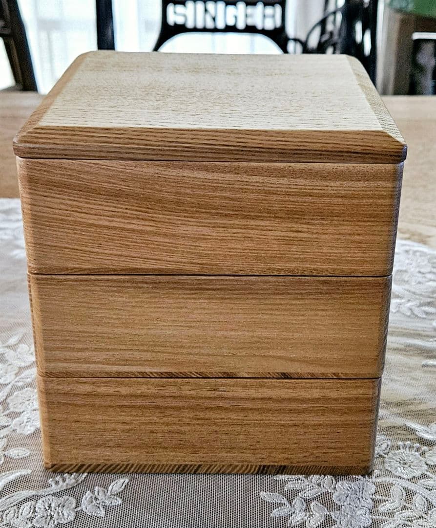 木製 タモ 三段重箱  新品