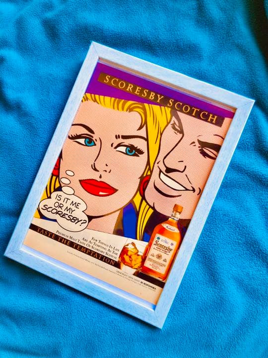 ポップアートAD広告【ロイ・リキテンスタイン】90s\"ビンテージアート額縁付