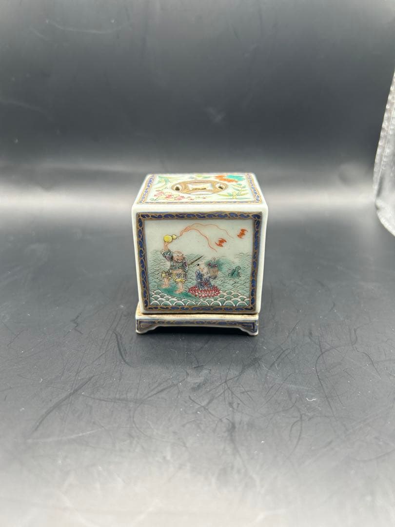 【希少】中国古玩 粉彩 文房四宝 3点セット 大清嘉慶年製 骨董 文房具 香炉