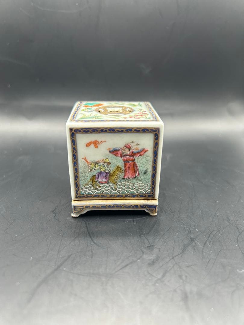 【希少】中国古玩 粉彩 文房四宝 3点セット 大清嘉慶年製 骨董 文房具 香炉