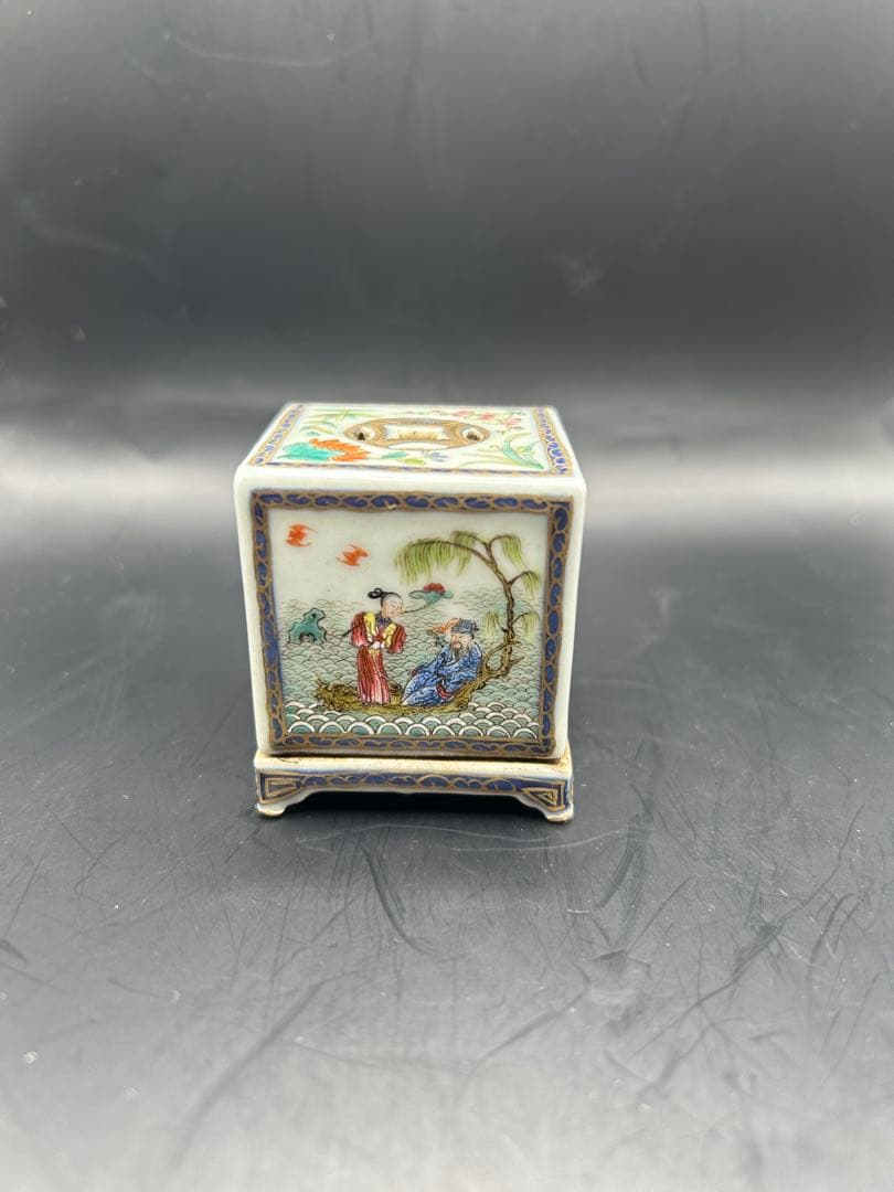 【希少】中国古玩 粉彩 文房四宝 3点セット 大清嘉慶年製 骨董 文房具 香炉