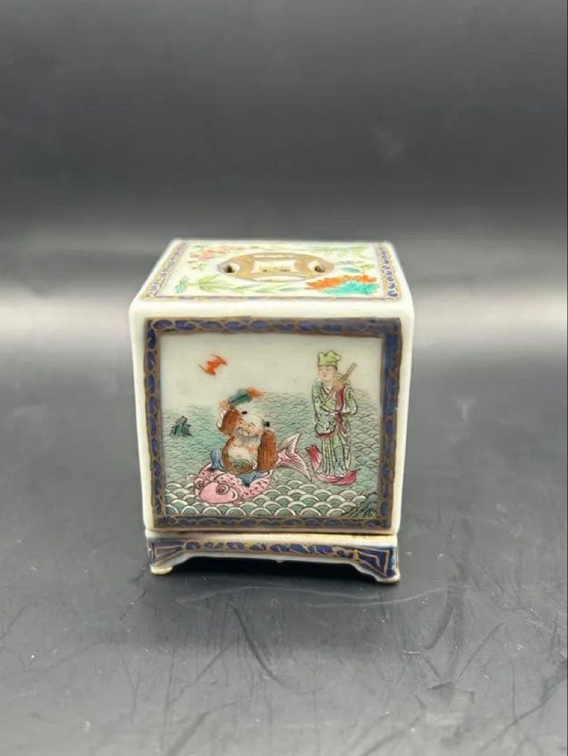 【希少】中国古玩 粉彩 文房四宝 3点セット 大清嘉慶年製 骨董 文房具 香炉