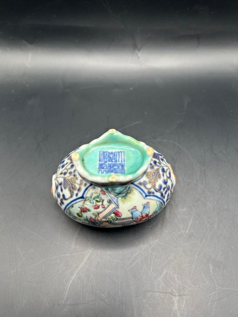 【希少】中国古玩 粉彩 文房四宝 3点セット 大清嘉慶年製 骨董 文房具 香炉