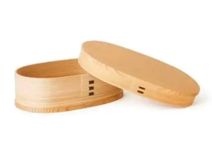 新品箱入り 大舘工芸社 秋田わっぱ 曲げわっぱ 小判弁当（中）