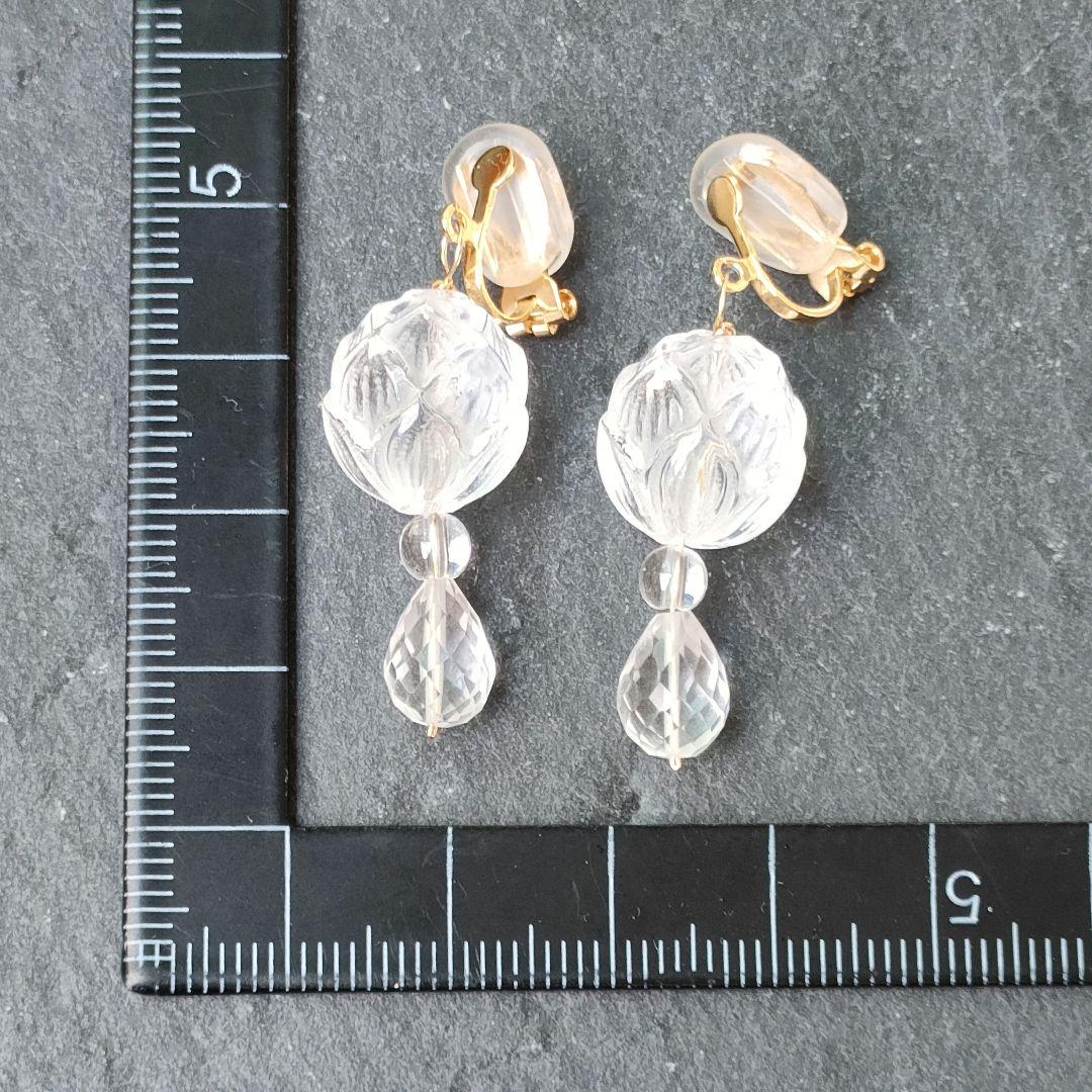 蓮花の水晶　イヤリング　いろはオリジナルデザイン　サージカルステンレス　匿名配送