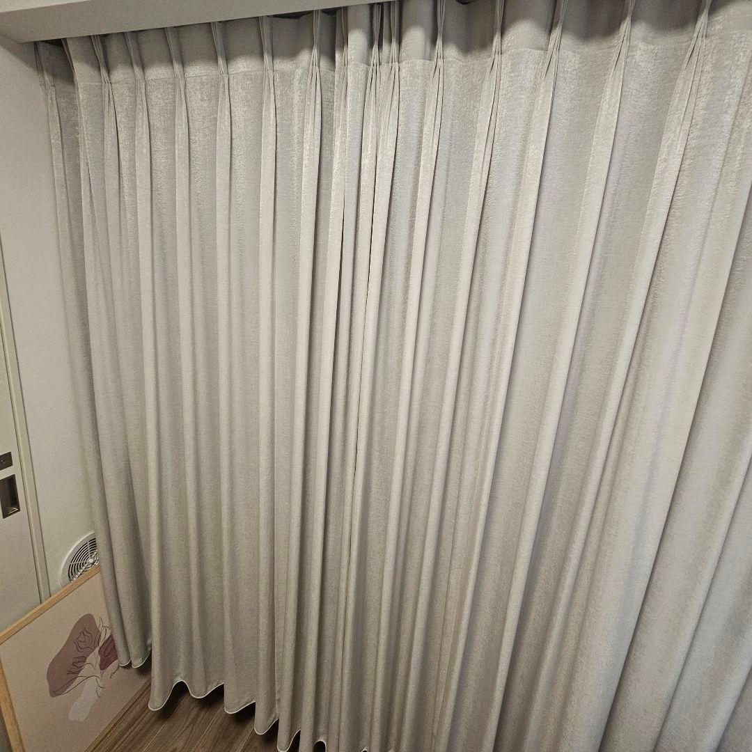 【美品】厚手レースカーテン（グレージュ　日本製）