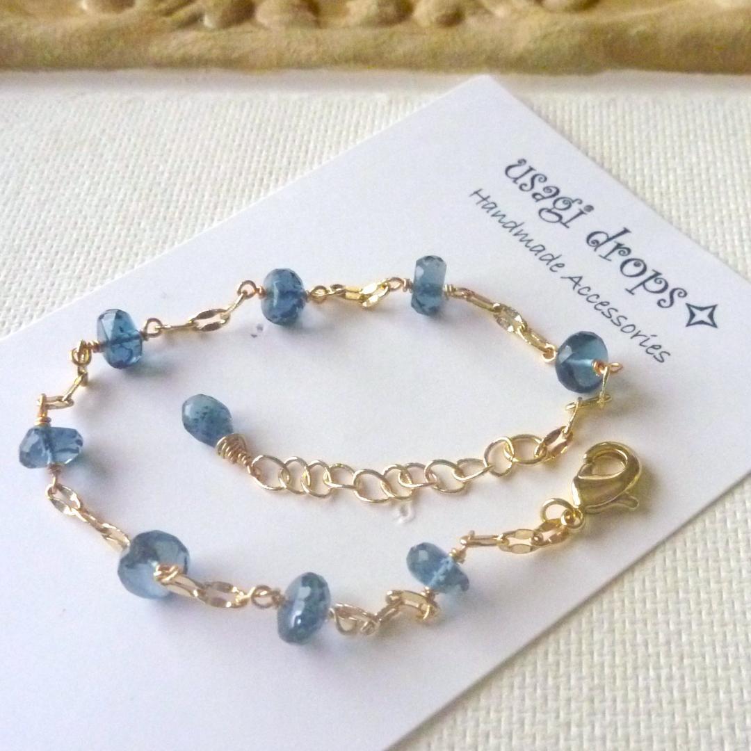 再販＊14kgf/天然石ロンドンブルートパーズのブレスレット★ハンドメイド★
