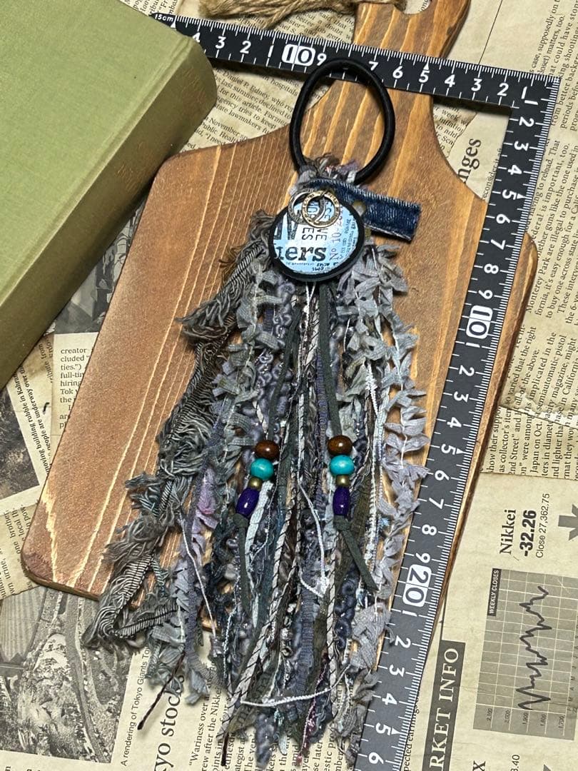 ロングタッセルヘアゴム　くすみグレー　No.883