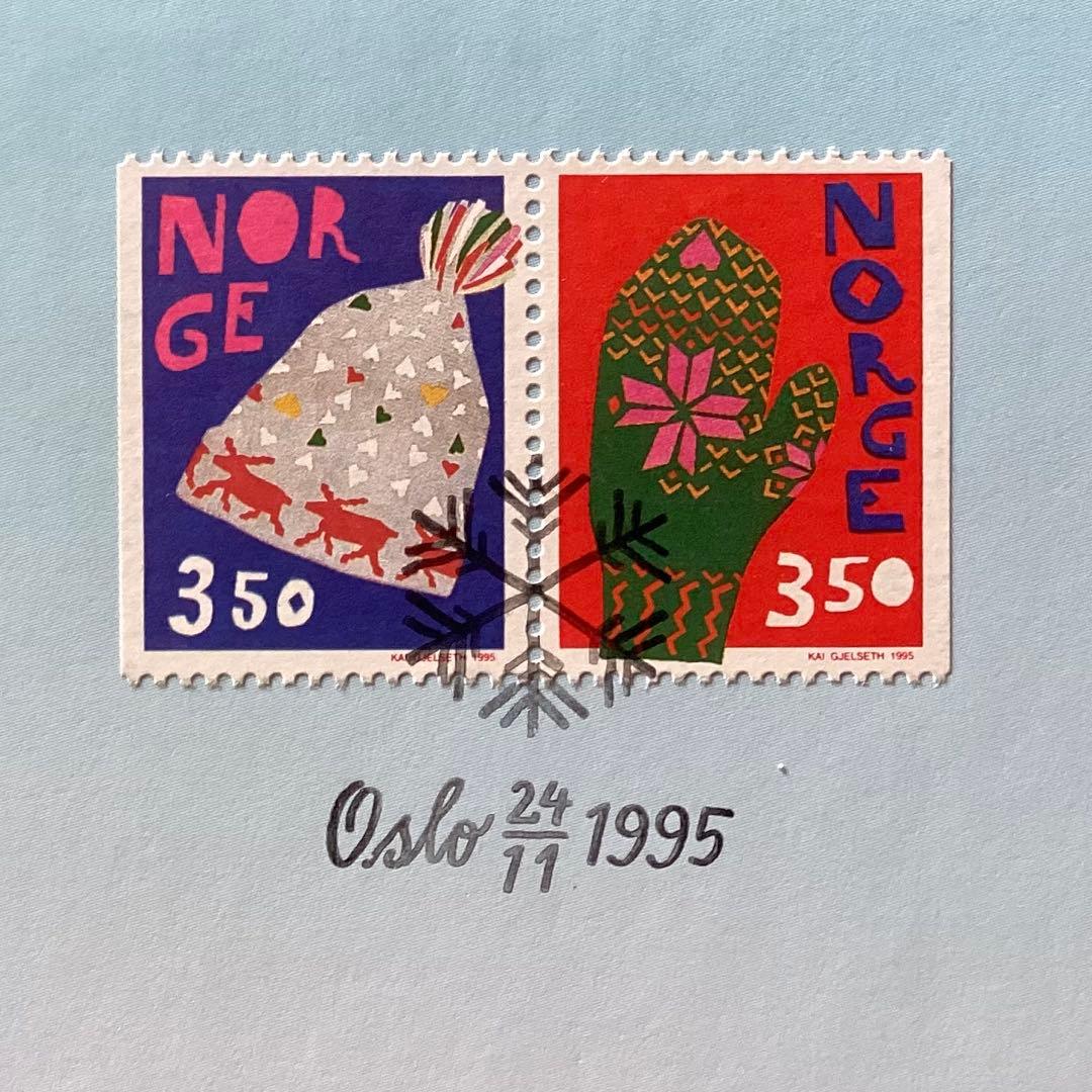 (おまとめ済み)外国使用済み切手　ノルウェー1993・95年クリスマスカード2枚