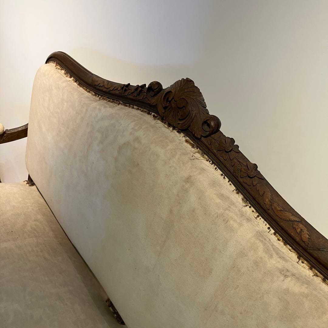 アンティークソファ　フランス　猫脚キャスター