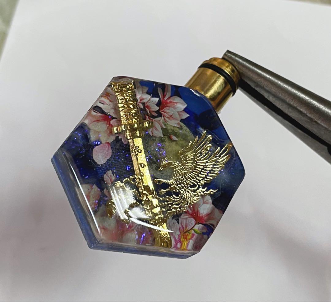 すず☆らん/鳳凰×ラピスラズリ　日本刀　桜　蓄光　オルゴナイトネックレス