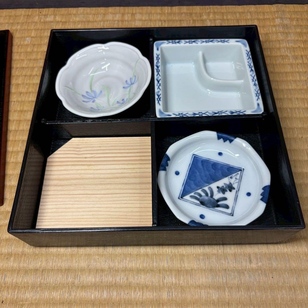 C- 1525▲松花堂弁当　山中塗　五人用　未使用　デッドストック