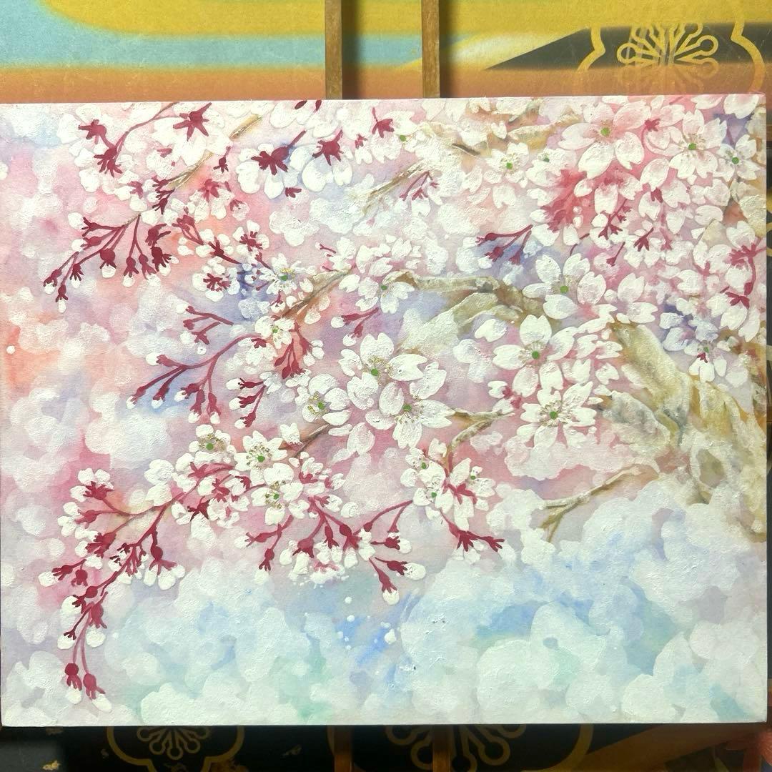 吉祥日本画「天上　常盤桜　花御殿」　幸福の桜花
