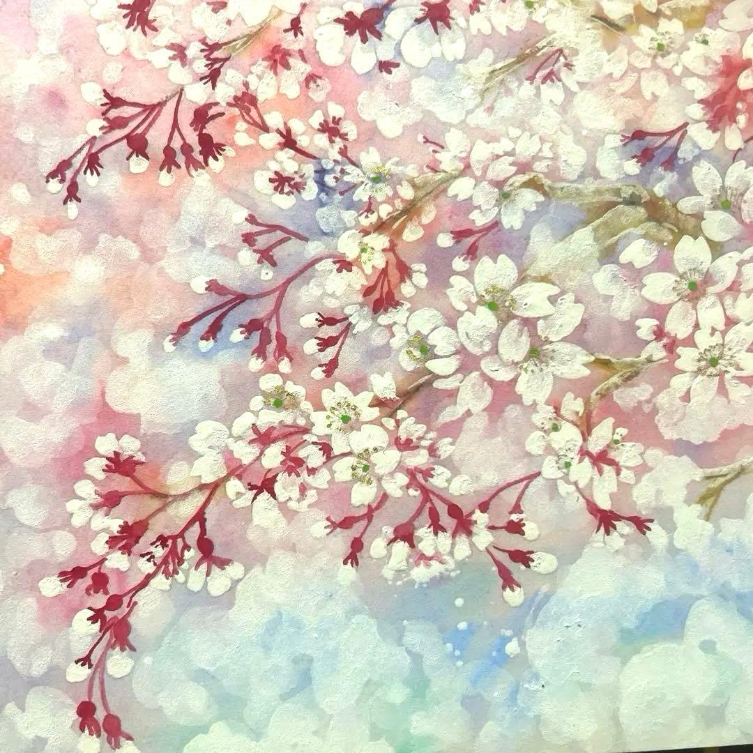 吉祥日本画「天上　常盤桜　花御殿」　幸福の桜花