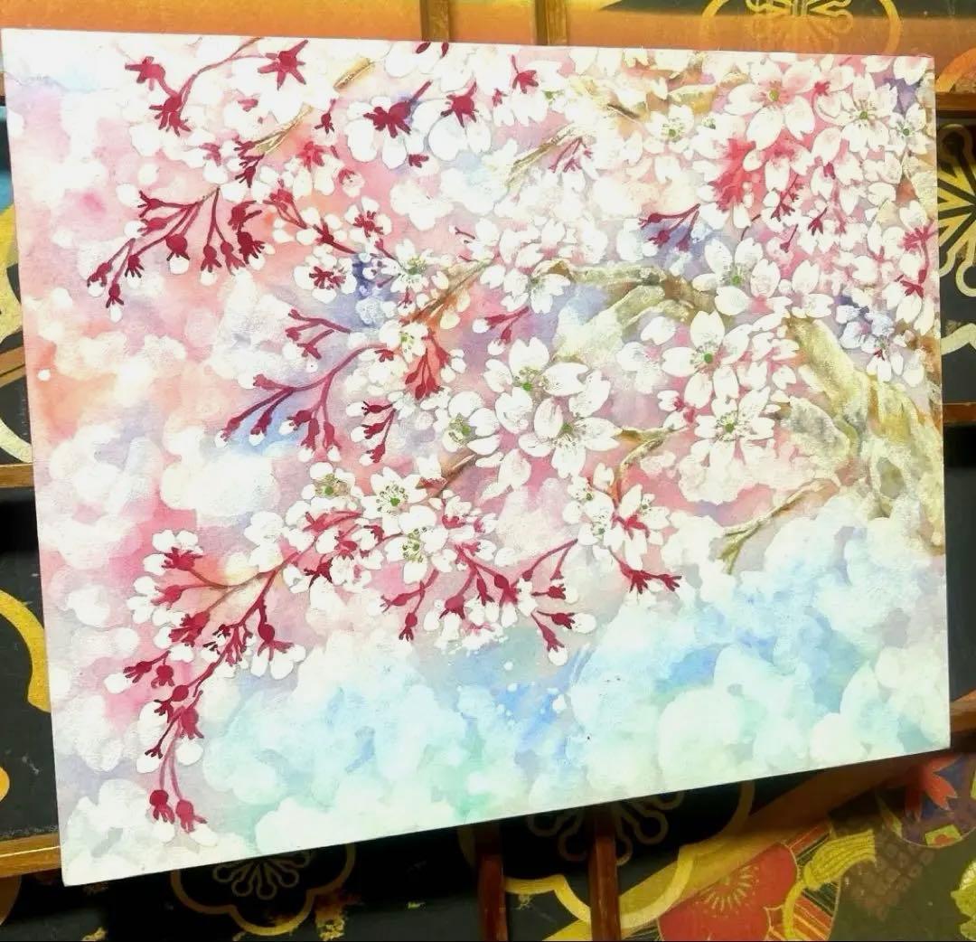 吉祥日本画「天上　常盤桜　花御殿」　幸福の桜花