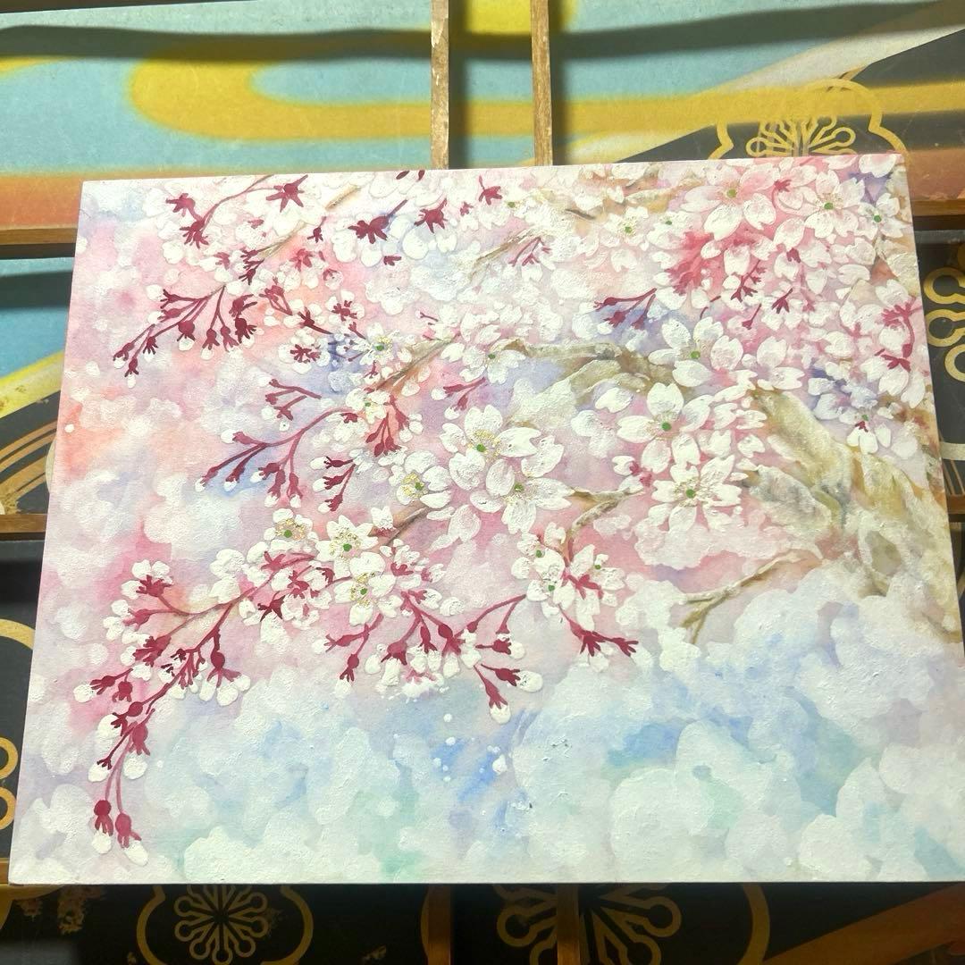 吉祥日本画「天上　常盤桜　花御殿」　幸福の桜花
