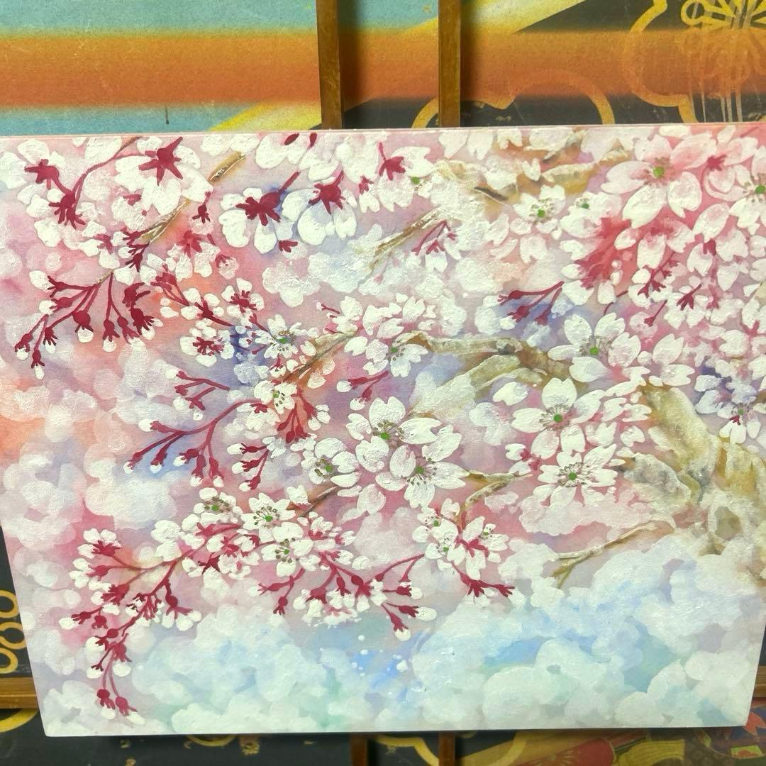 吉祥日本画「天上　常盤桜　花御殿」　幸福の桜花
