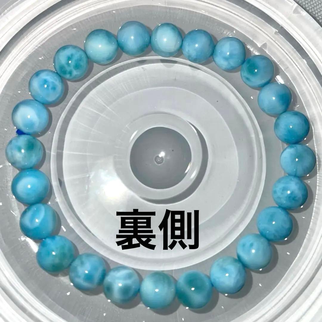 【美品・黒点無し・現品】ラリマー ブレスレット 8mm 亀模様綺麗な天然石 ①