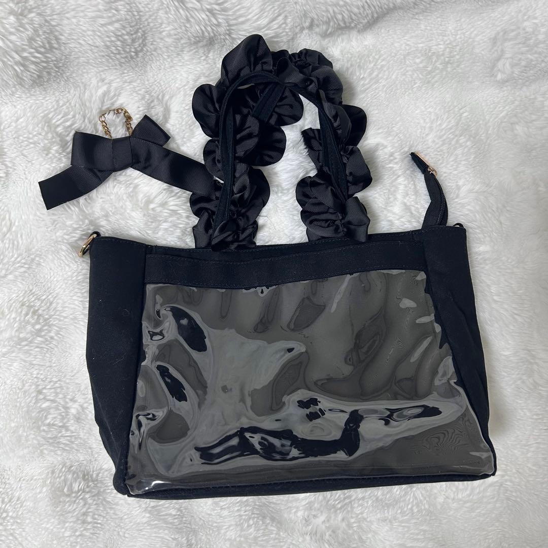 ザッカマート A4多機能2wayハンドルフリルトートバッグ 黒 りうら 君ため