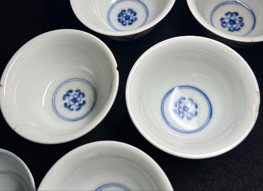 中国古玩　煎茶碗色々　蓋無木箱付　東Y8-0408⑧タウサオ