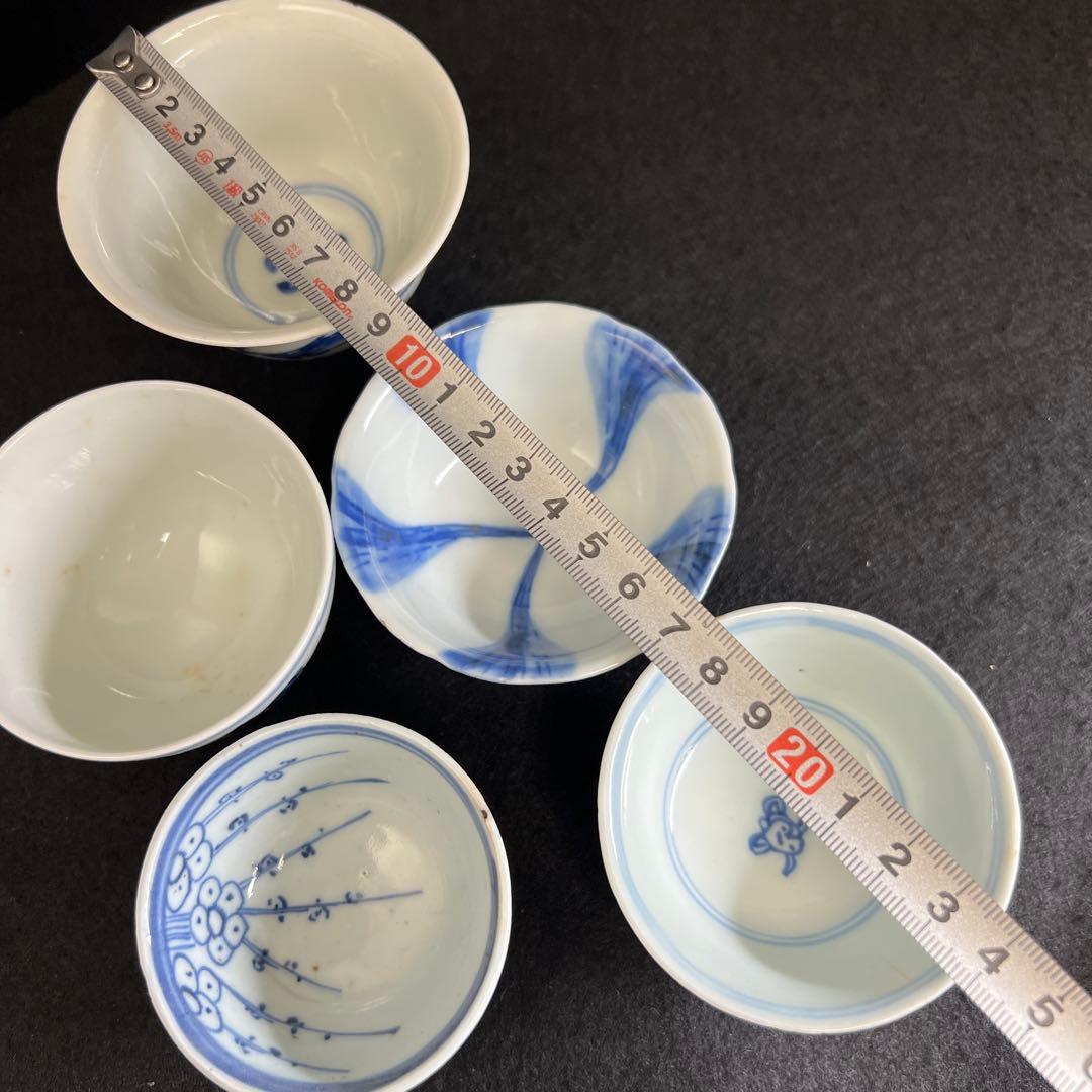 中国古玩　煎茶碗色々　蓋無木箱付　東Y8-0408⑧タウサオ