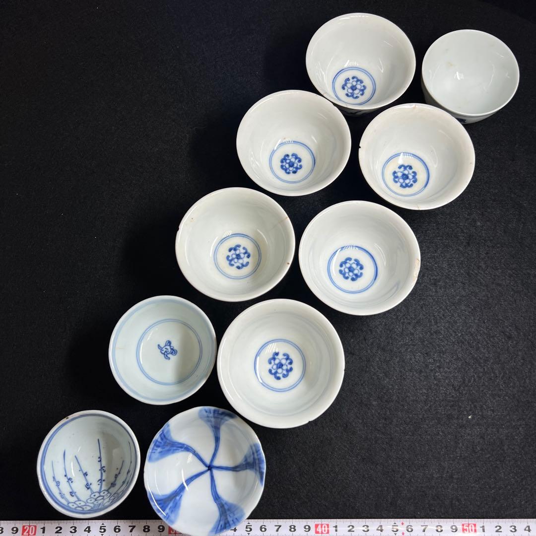 中国古玩　煎茶碗色々　蓋無木箱付　東Y8-0408⑧タウサオ