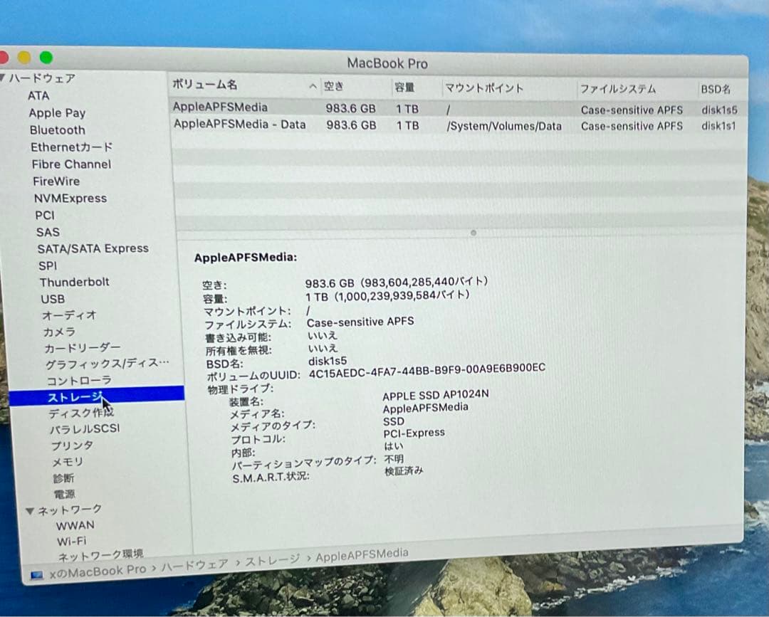 MacBookpro 16インチSSD1T 2.6GHz 1テラカスタム