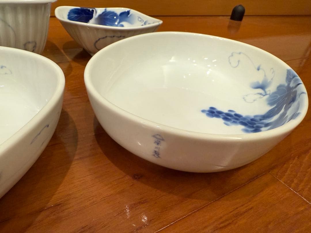 深川製磁　ブルーワイナリー　4点セット