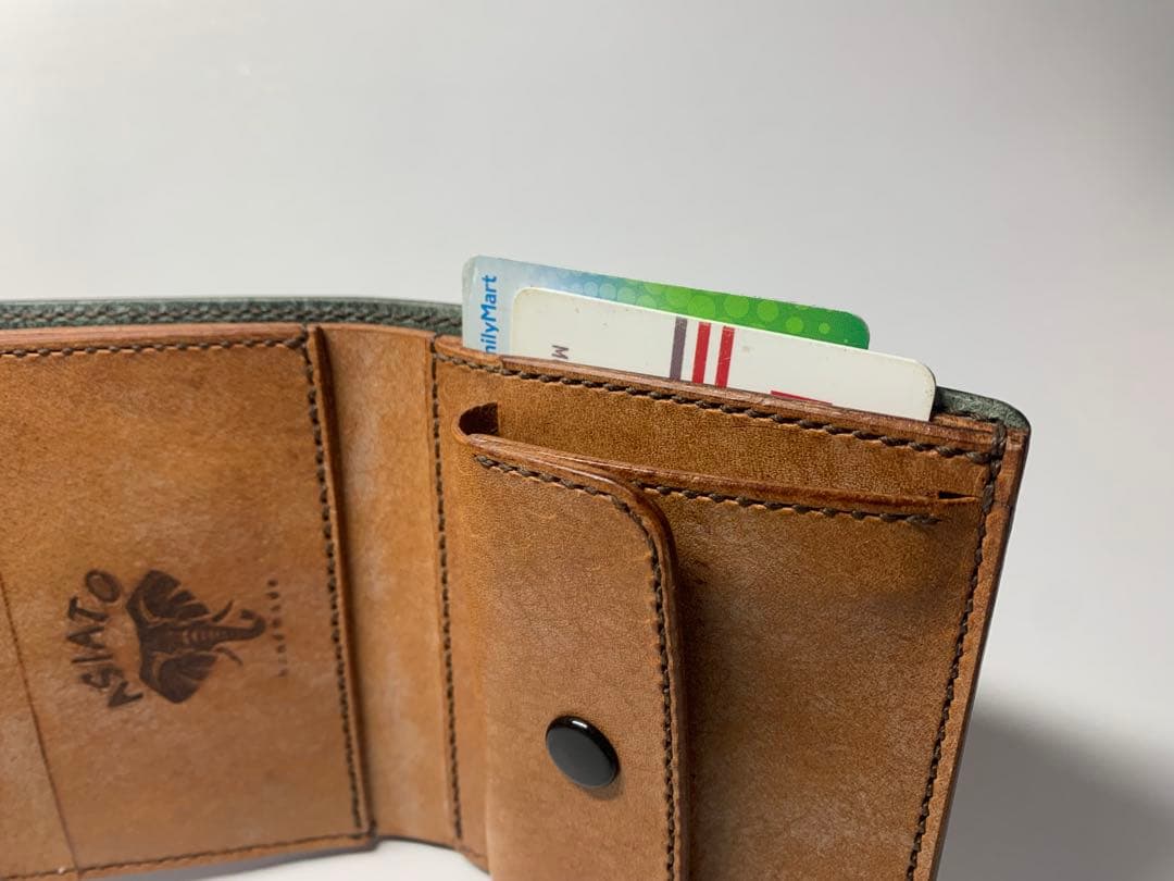 マルゴーレザー　三つ折り財布　ハンドメイド