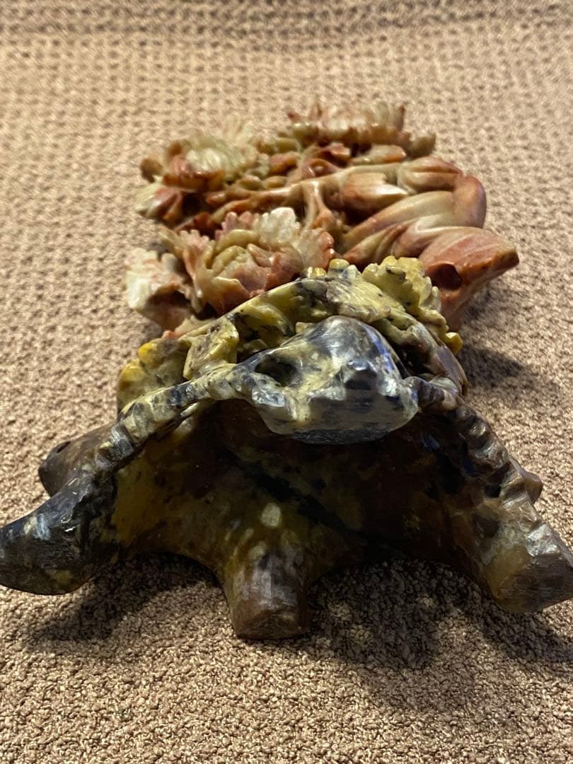 中国石透かし彫刻 蓮牡丹