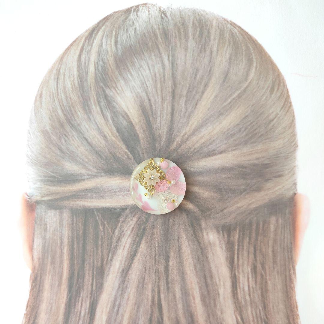 《No.2683❀》ハンドメイド　レジンヘアゴム　桜ピンク　アナベル　大