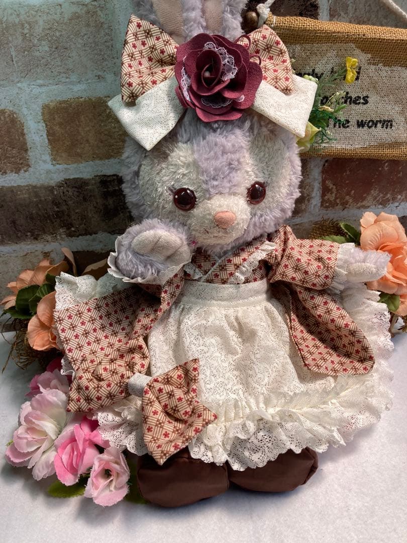 ステラルーＳ　茶系花柄　コサージュ和着物ドレス６点コスチューム　リーナベル出品中