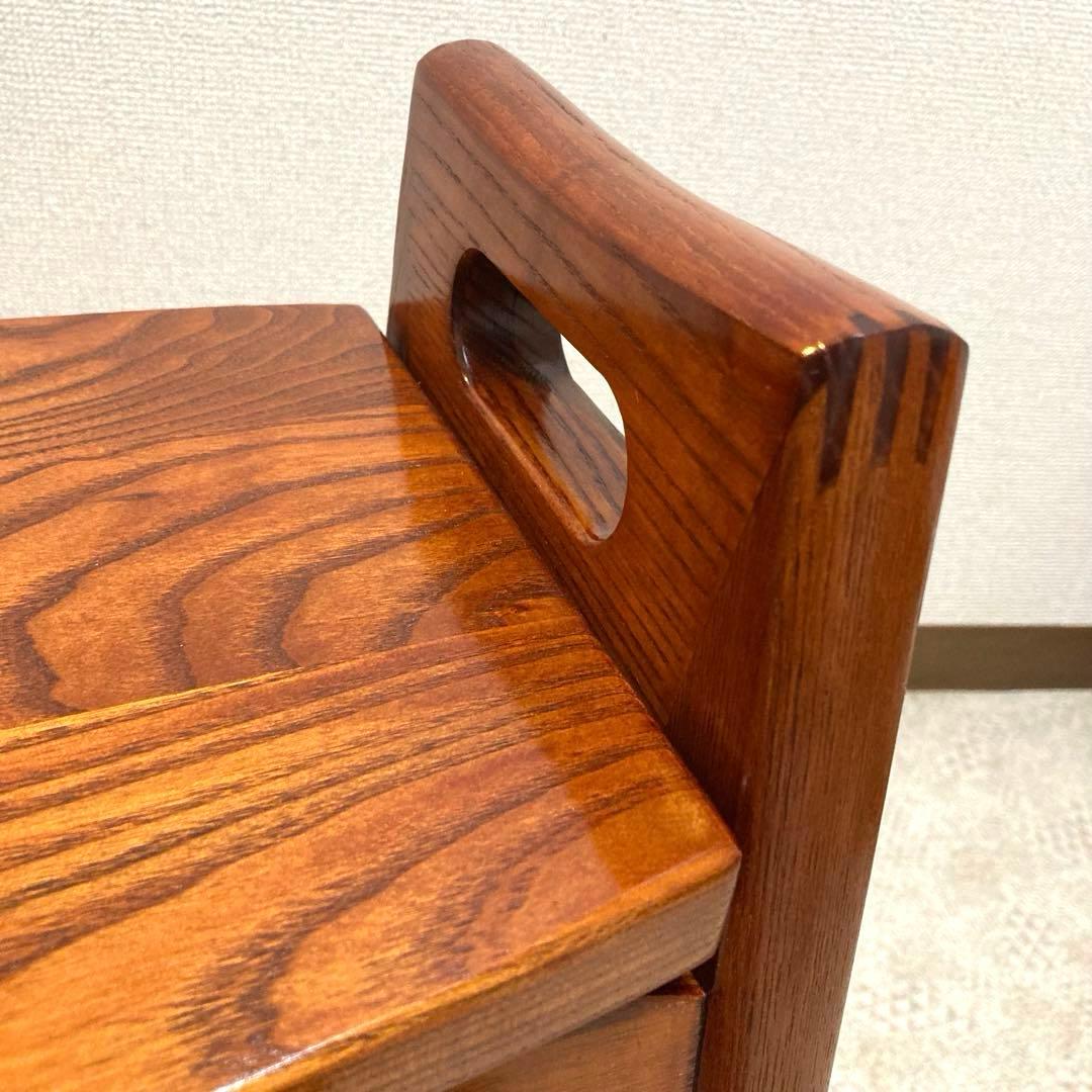 天然木無垢 肘付きスツール 飴色　木製椅子 和モダン工芸 【美品】